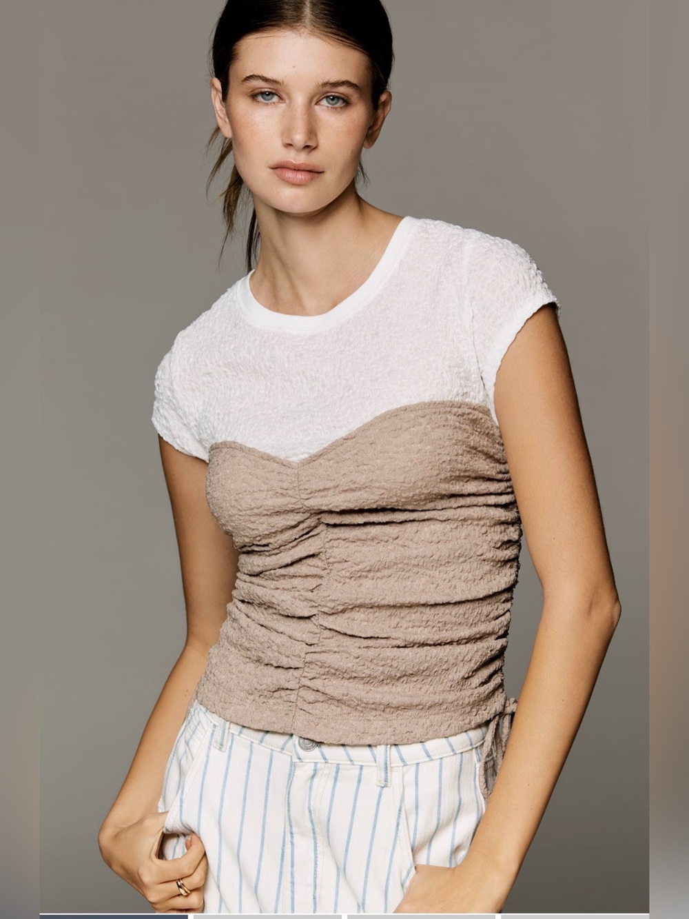 BNWT Anthropologie Maeve Ruched Corset Short-Sleeve Top Small